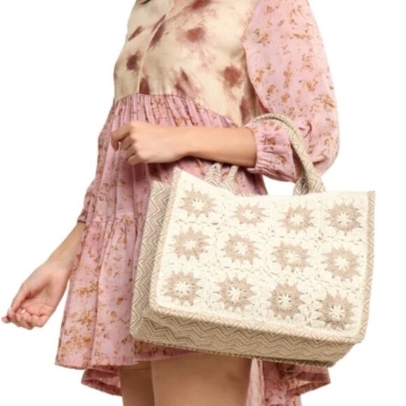 Antik Kraft Zaina Crochet Structured Box Handbag Magenta Hue 🆕📦⌚🏃💨⚡🚚 - Picture 2 of 16